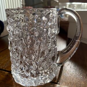 Whitefriar UK 1/2 Pint Beer Tankard. Hand blown glass. Bark design. EUC.  Nice!